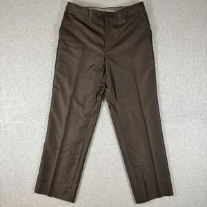 Vitarelli Italy Brown Textured Dress Pants Flat Front Men's Trousers